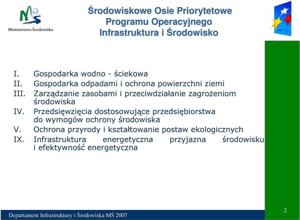 Zarządzanie zasobami i przeciwdziałanie zagroŝeniom środowiska IV.