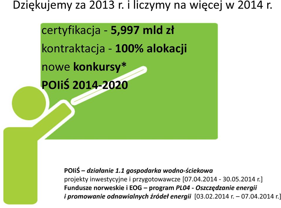 działanie 1.1 gospodarka wodno-ściekowa projekty inwestycyjne i przygotowawcze [07.04.2014-30.