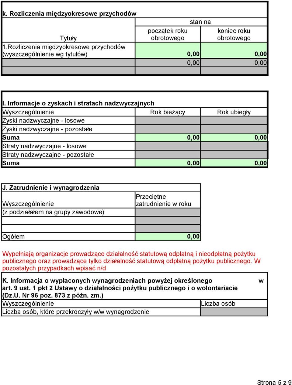 nadzwyczajne - pozostałe Suma J.