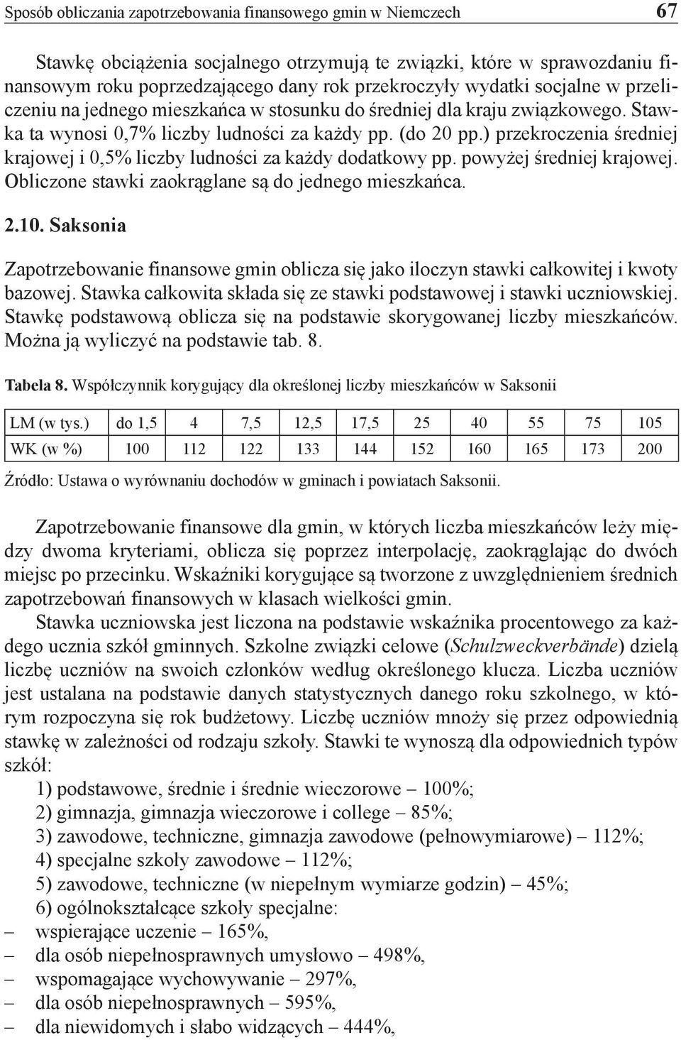 ) przekroczenia średniej krajowej i 0,5% liczby ludności za każdy dodatkowy pp. powyżej średniej krajowej. Obliczone stawki zaokrąglane są do jednego mieszkańca. 2.10.