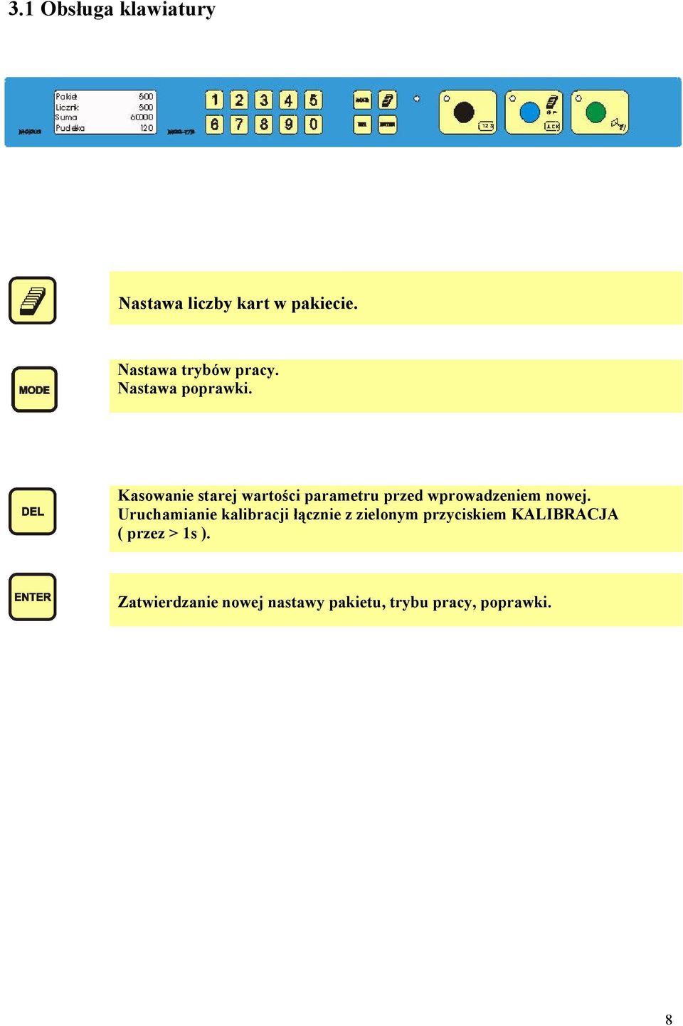 Kasowanie starej wartości parametru przed wprowadzeniem nowej.