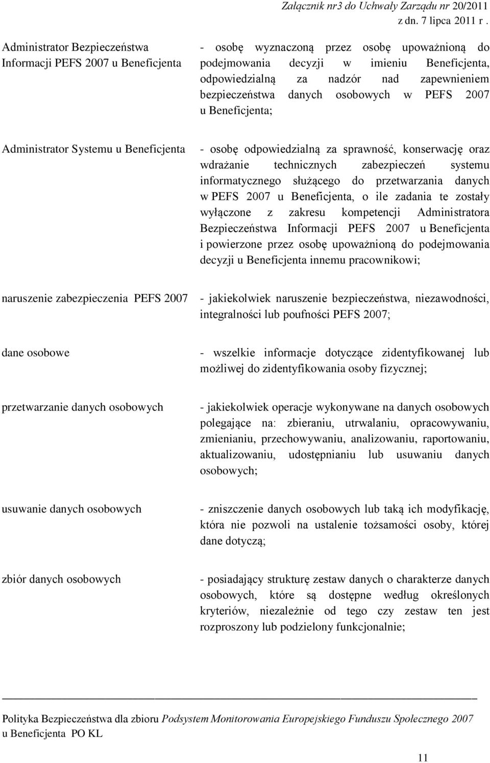 wdrażanie technicznych zabezpieczeń systemu informatycznego służącego do przetwarzania danych w PEFS 2007 u Beneficjenta, o ile zadania te zostały wyłączone z zakresu kompetencji Administratora