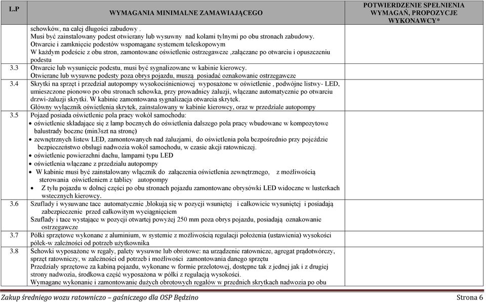 3 Otwarcie lub wysunięcie podestu, musi być sygnalizowane w kabinie kierowcy. Otwierane lub wysuwne podesty poza obrys pojazdu, muszą posiadać oznakowanie ostrzegawcze 3.