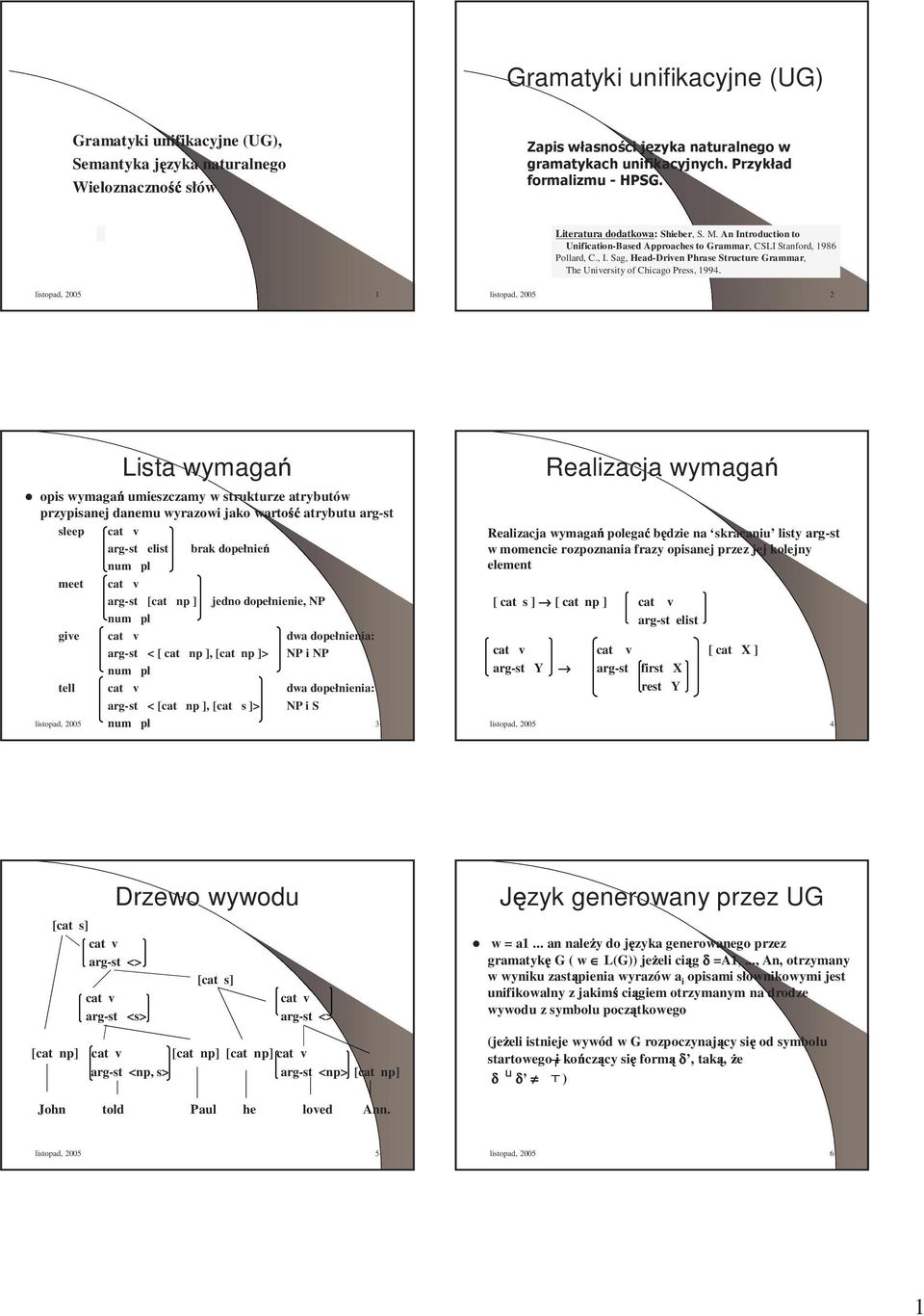 Sag, Head-Driven Phrase Structure Grammar, The University of Chicago Press, 1994.