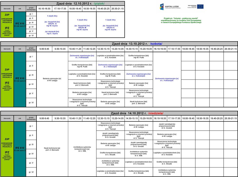 Pudło komputerowa mgr M. Pudło [ćw] X10 Badania operacyjne [w] [ćw] Nauki techniczne prof. Z. Biernacki komputerowa mgr M. Pudło dr S. Tkaczyk Nauki techniczne prof. Z. Biernacki dr S.