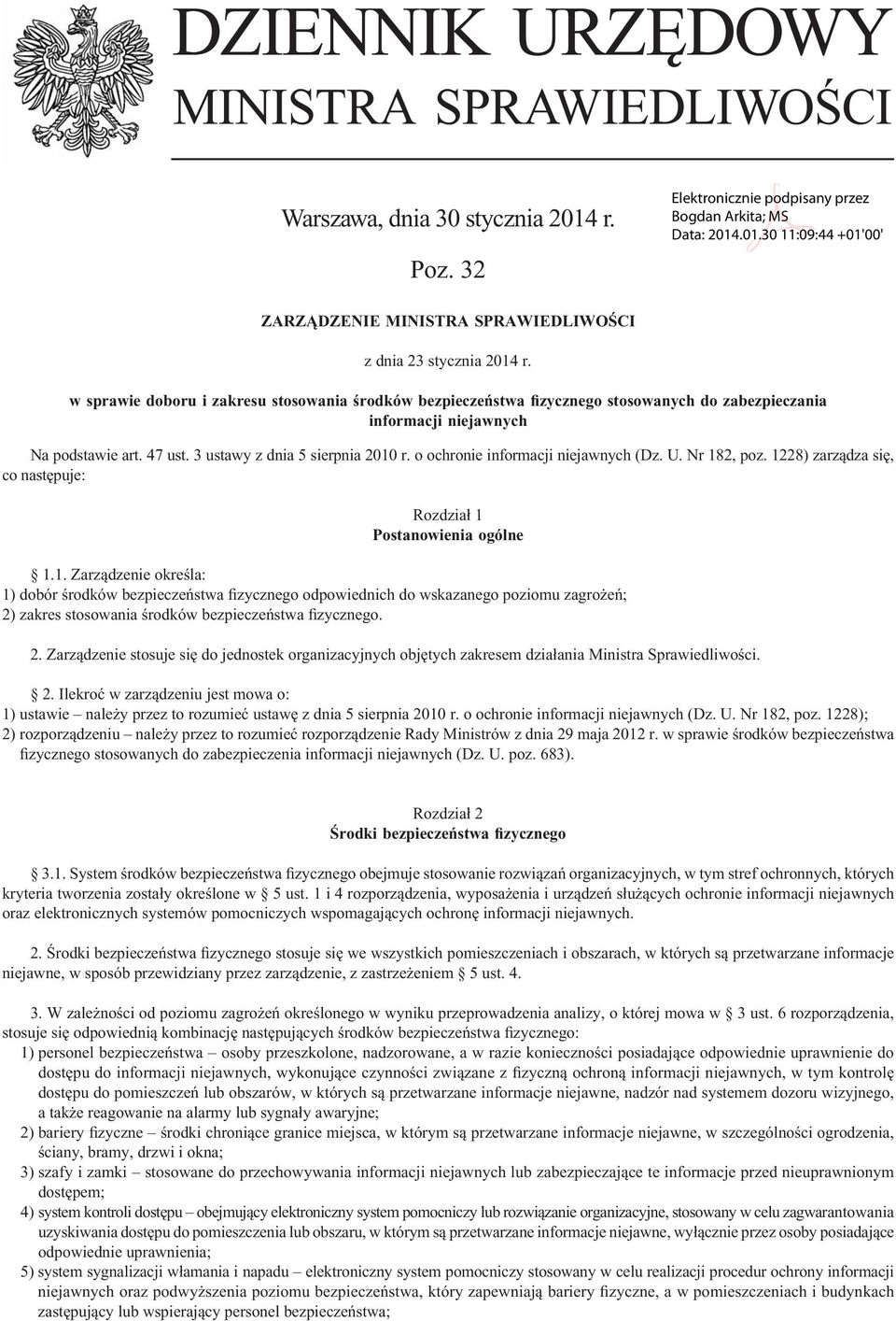 o ochronie informacji niejawnych (Dz. U. Nr 18