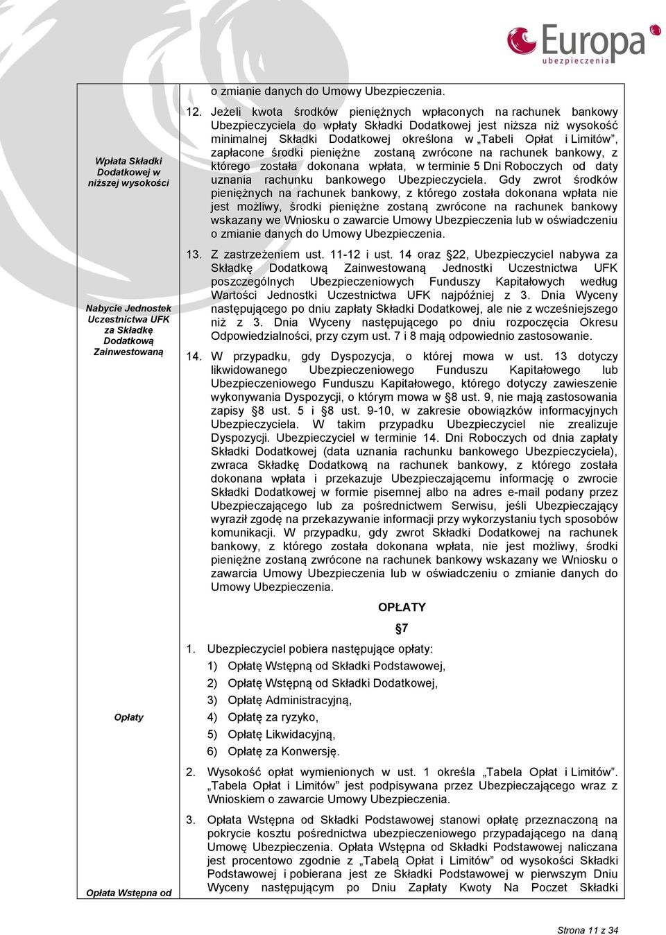 zapłacone środki pieniężne zostaną zwrócone na rachunek bankowy, z którego została dokonana wpłata, w terminie 5 Dni Roboczych od daty uznania rachunku bankowego Ubezpieczyciela.