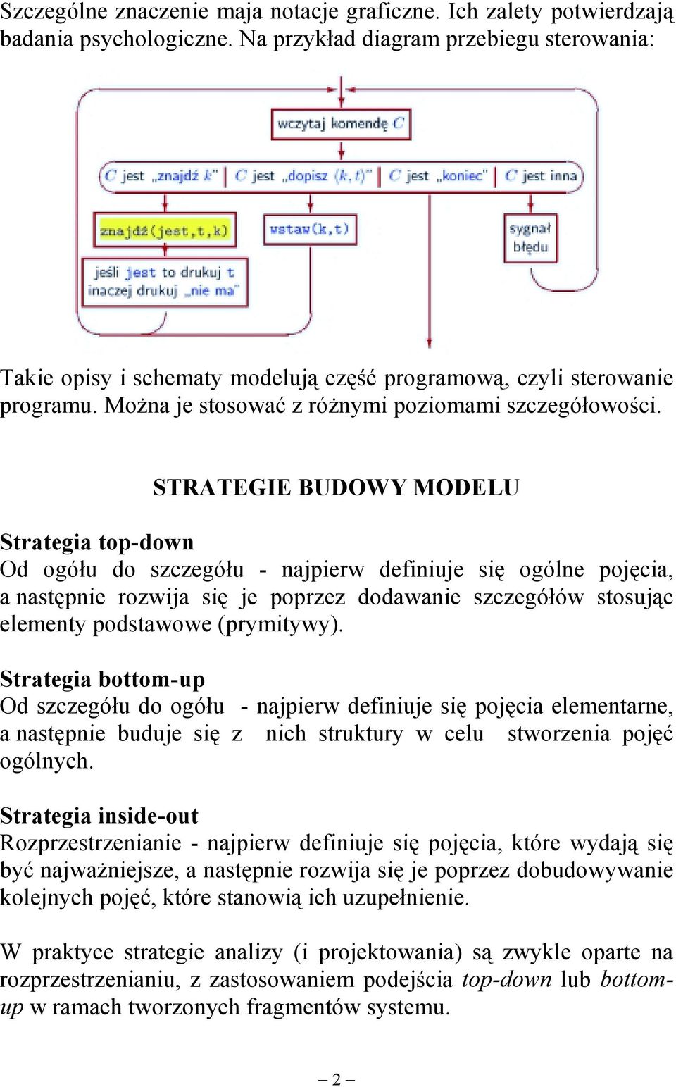 STRATEGIE BUDOWY MODELU Strategia top-down Od ogółu do szczegółu - najpierw definiuje się ogólne pojęcia, a następnie rozwija się je poprzez dodawanie szczegółów stosując elementy podstawowe