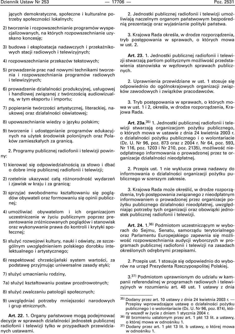budowa i eksploatacja nadawczych i przekaênikowych stacji radiowych i telewizyjnych; 4) rozpowszechnianie przekazów tekstowych; 5) prowadzenie prac nad nowymi technikami tworzenia i rozpowszechniania