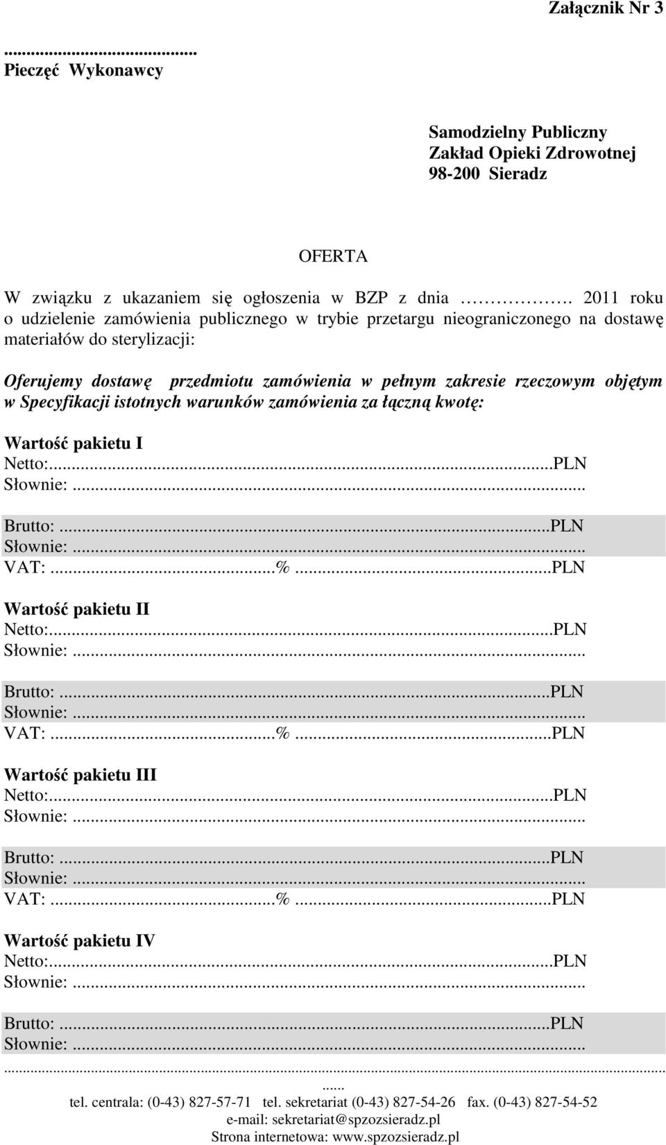 ogłoszenia w BZP z dnia.