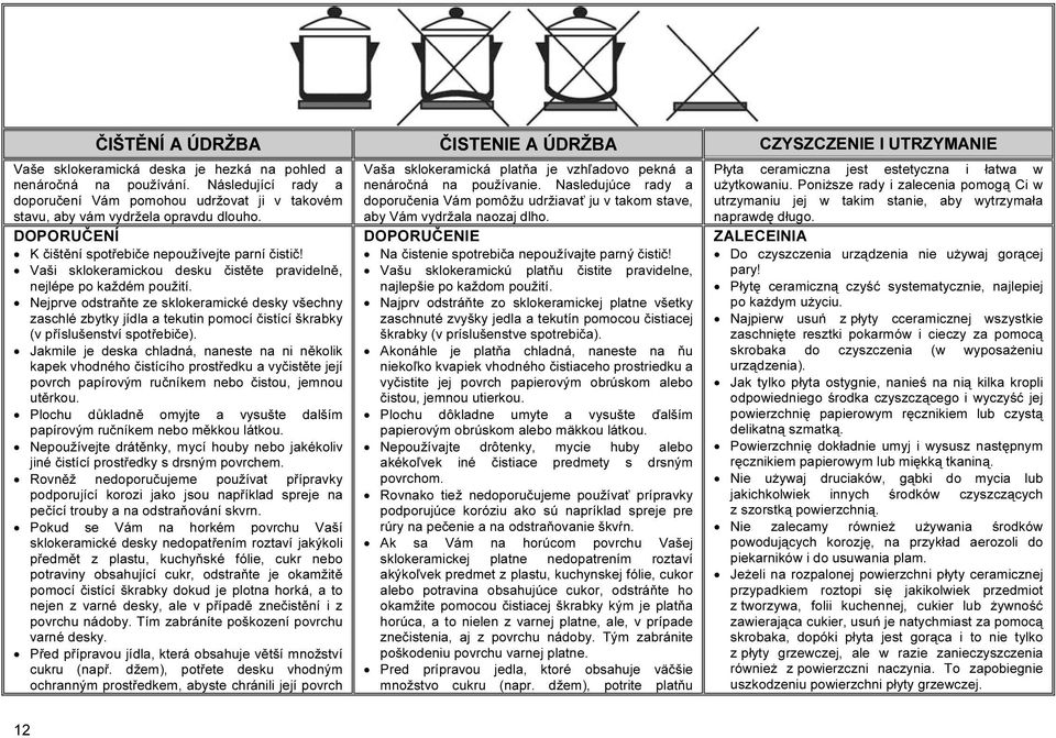 Vaši sklokeramickou desku čistěte pravidelně, nejlépe po každém použití.