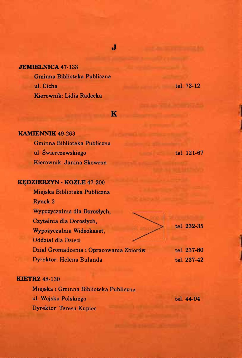 Dorosłych, Czytelnia dla Dorosłych, tel.