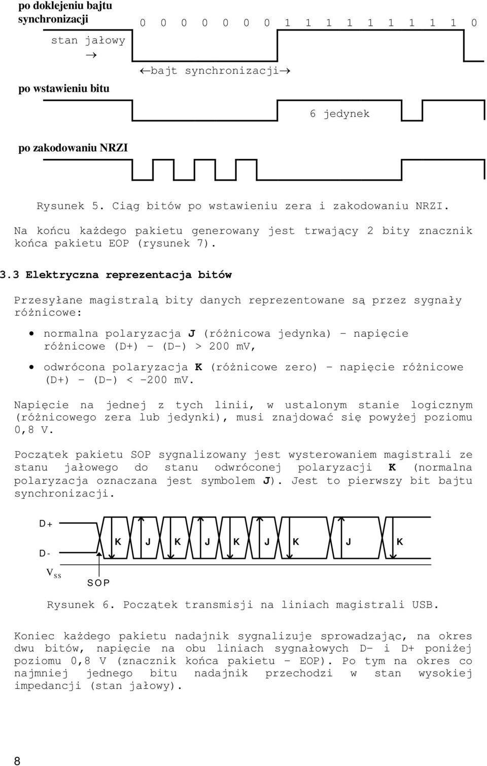 a jednej z tych linii, w ustalonym stanie logicznym! $ #&$+' '$ 0,8 V. 2!*#'#$<2 $ $! '! K (normalna polaryzacja oznaczana jest symbolem J).