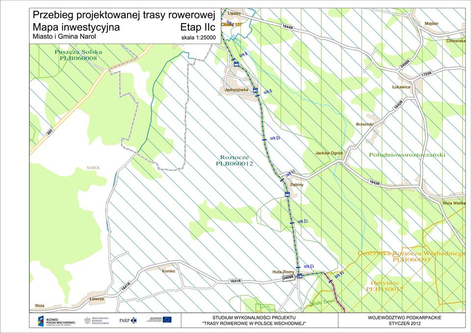 km 12 km 13 km 2409R 14 km STUDIUM WYKONALNOCI PROJEKTU "TRASY