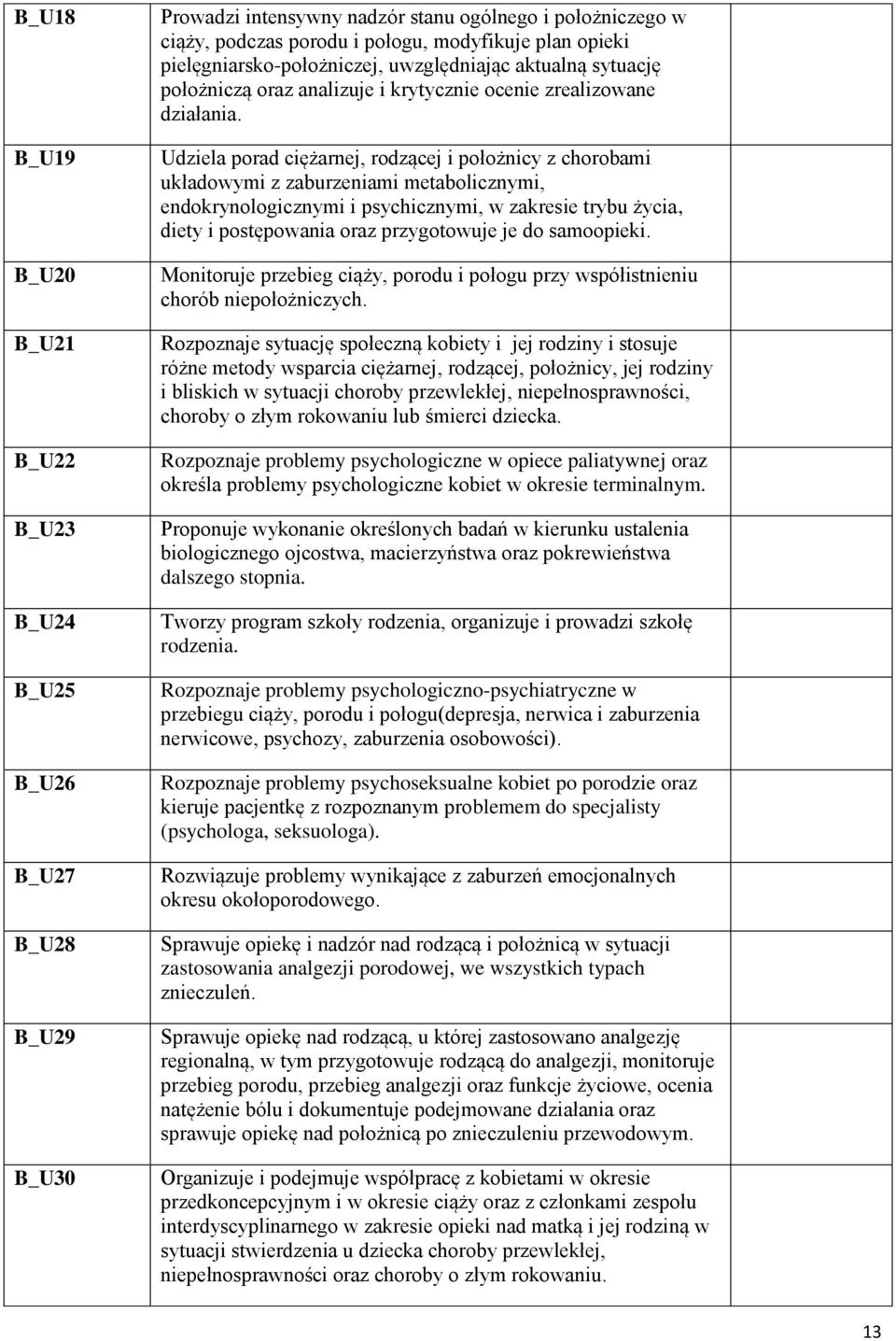 Udziela porad ciężarnej, rodzącej i położnicy z chorobami układowymi z zaburzeniami metabolicznymi, endokrynologicznymi i psychicznymi, w zakresie trybu życia, diety i postępowania oraz przygotowuje