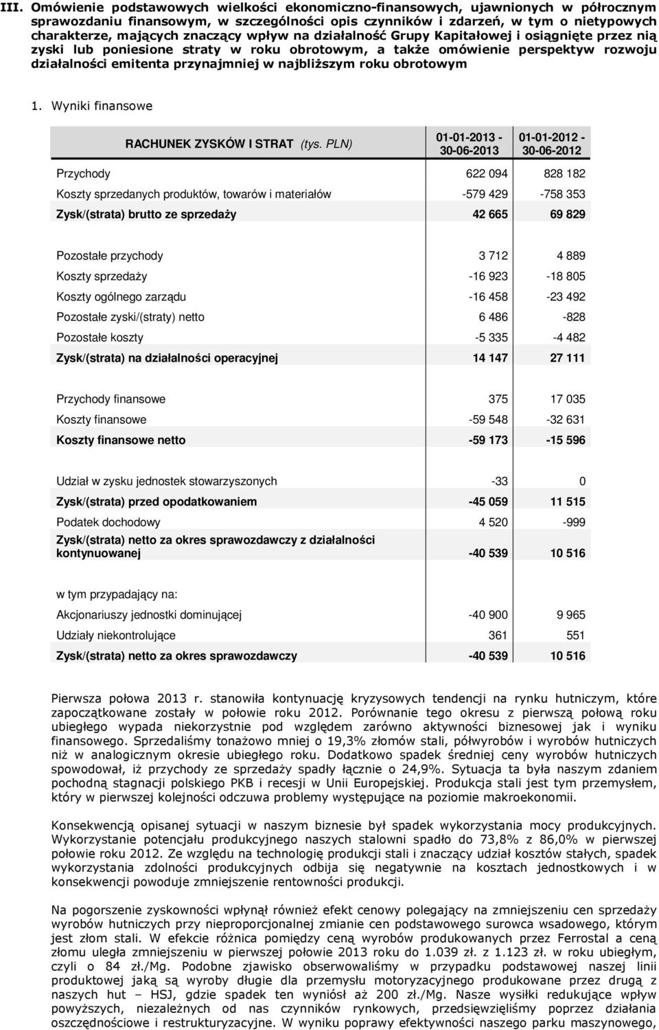 najbliŝszym roku obrotowym 1. Wyniki finansowe RACHUNEK ZYSKÓW I STRAT (tys.