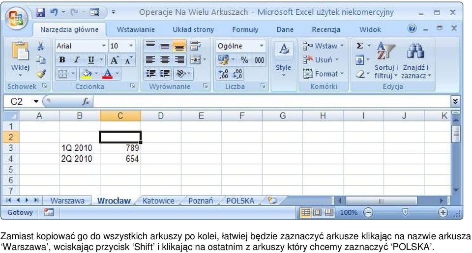 arkusza Warszawa, wciskając przycisk Shift i