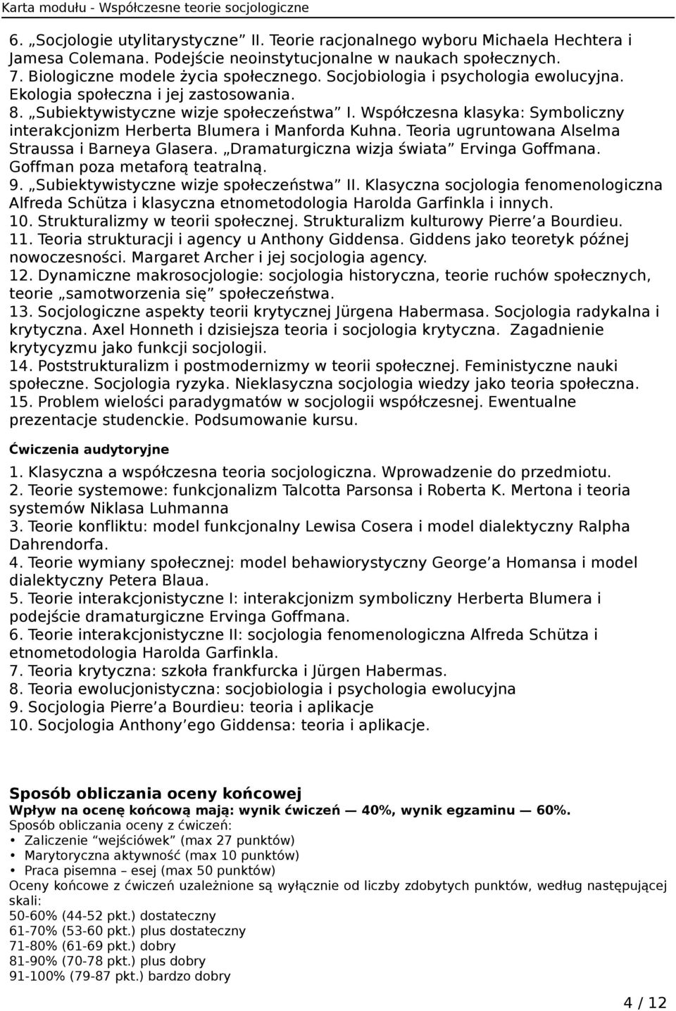 Współczesna klasyka: Symboliczny interakcjonizm Herberta Blumera i Manforda Kuhna. Teoria ugruntowana Alselma Straussa i Barneya Glasera. Dramaturgiczna wizja świata Ervinga Goffmana.