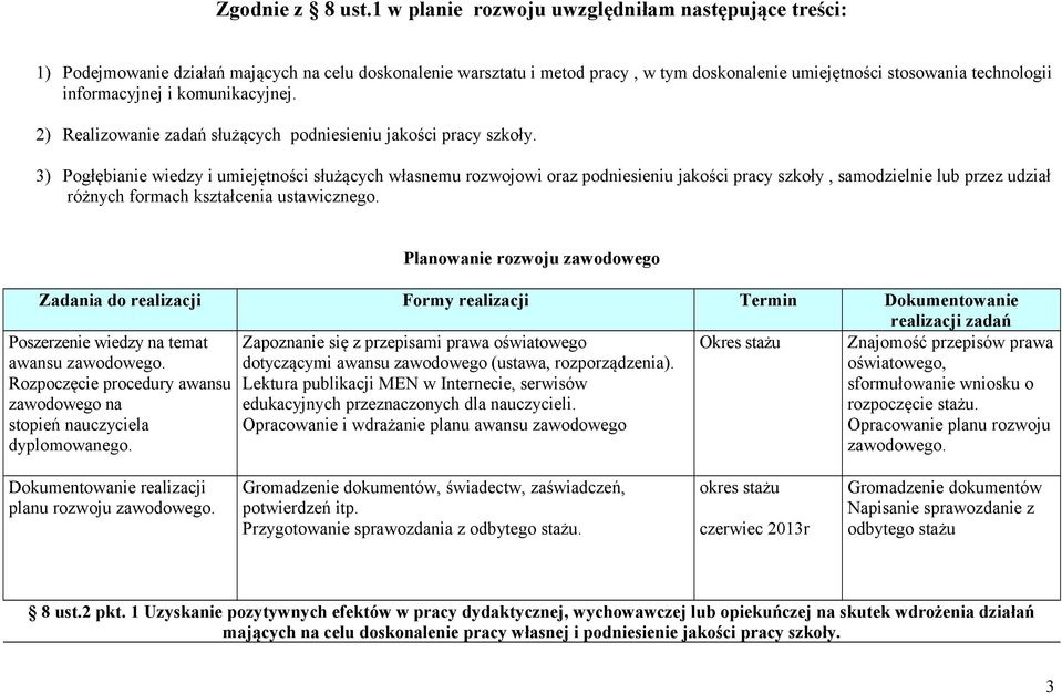 i komunikacyjnej. 2) Realizowanie zadań służących podniesieniu jakości pracy szkoły.