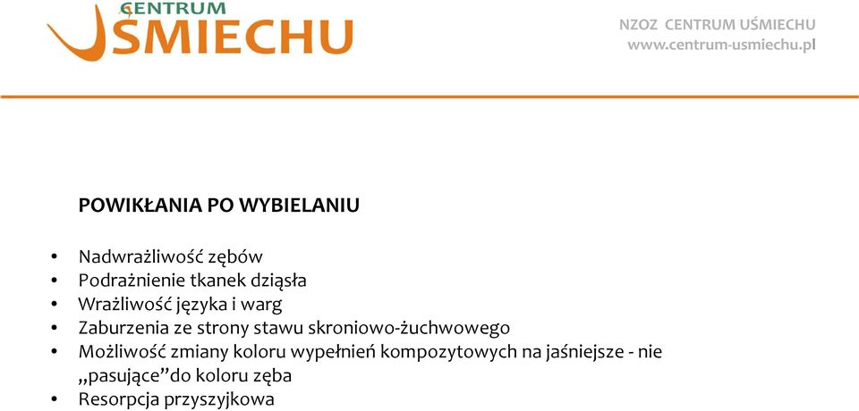 skroniowo-żuchwowego Możliwość zmiany koloru wypełnień