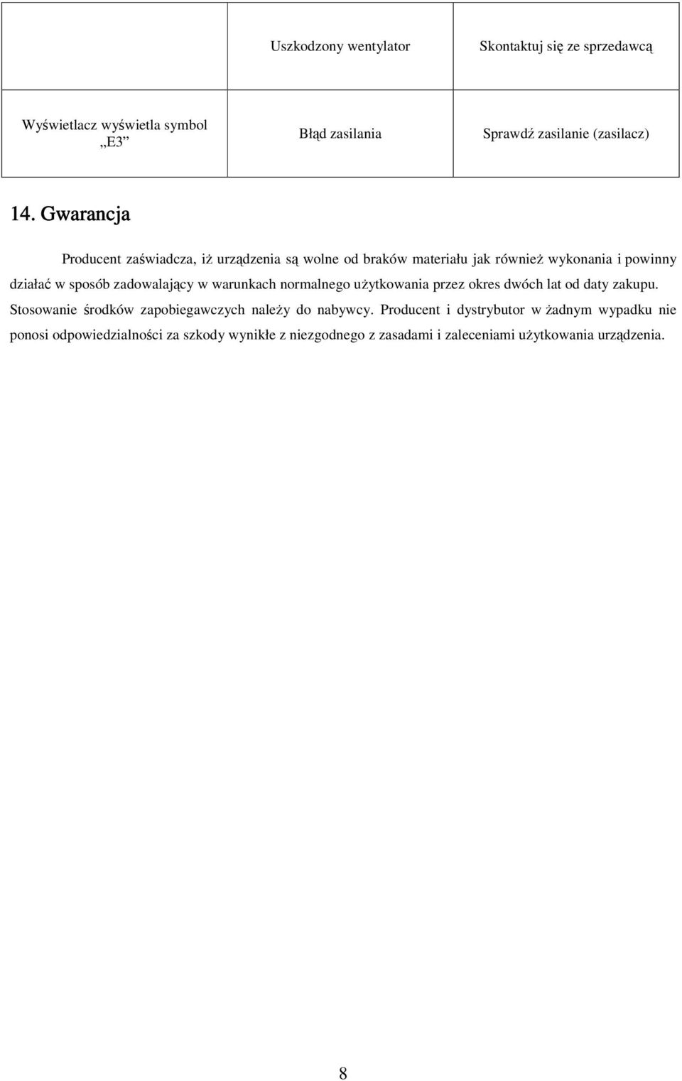 zadowalający w warunkach normalnego uŝytkowania przez okres dwóch lat od daty zakupu.