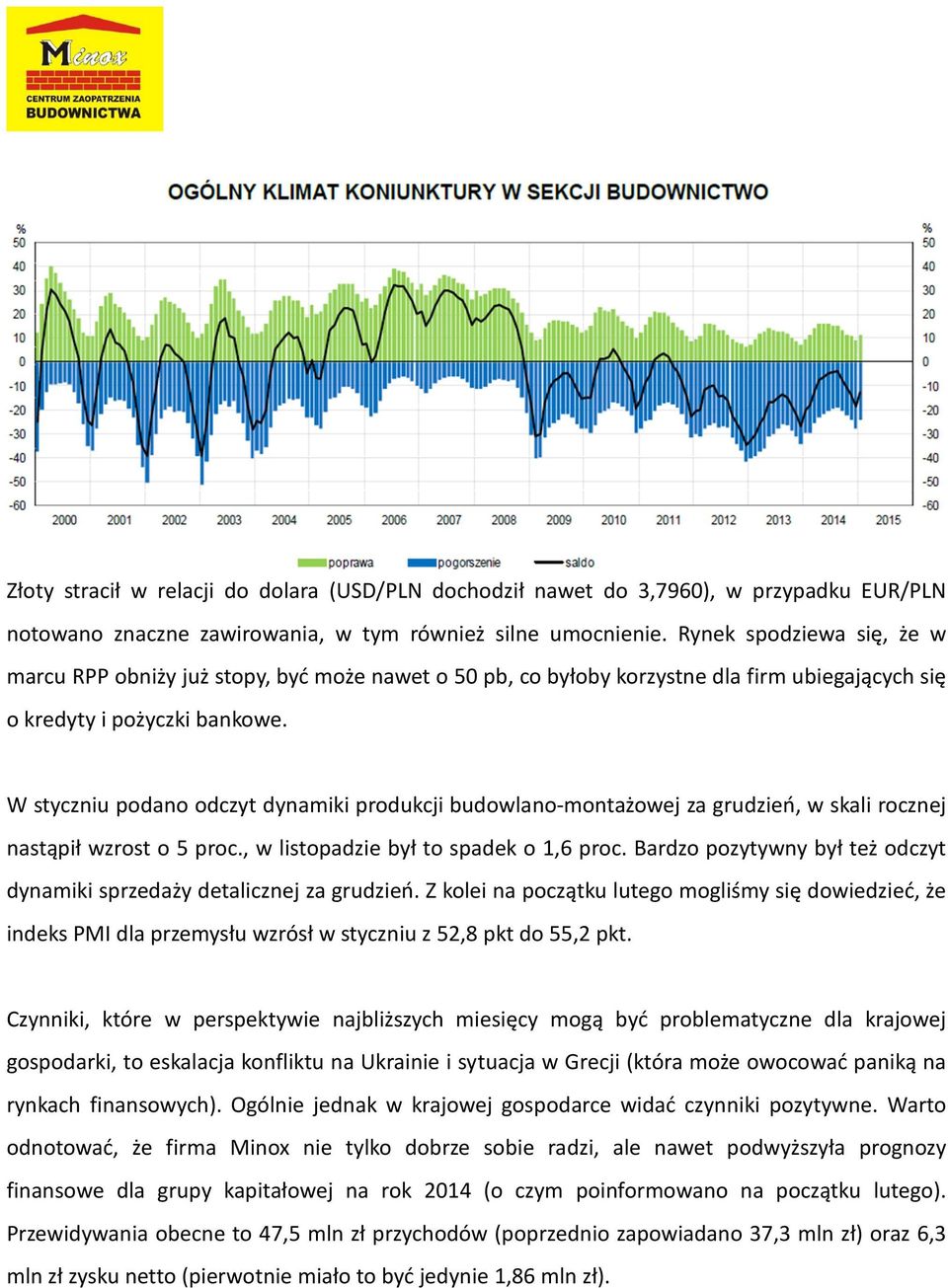 W styczniu podano odczyt dynamiki produkcji budowlano-montażowej za grudzień, w skali rocznej nastąpił wzrost o 5 proc., w listopadzie był to spadek o 1,6 proc.