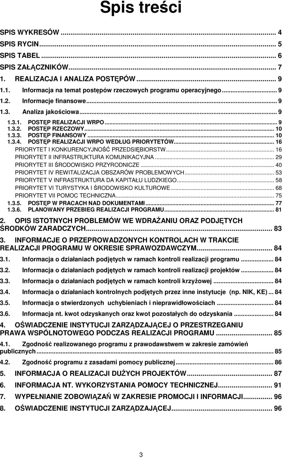 .. 16 PRIORYTET I KONKURENCYJNOŚĆ PRZEDSIĘBIORSTW... 16 PRIORYTET II INFRASTRUKTURA KOMUNIKACYJNA... 29 PRIORYTET III ŚRODOWISKO PRZYRODNICZE... 4 PRIORYTET IV REWITALIZACJA OBSZARÓW PROBLEMOWYCH.