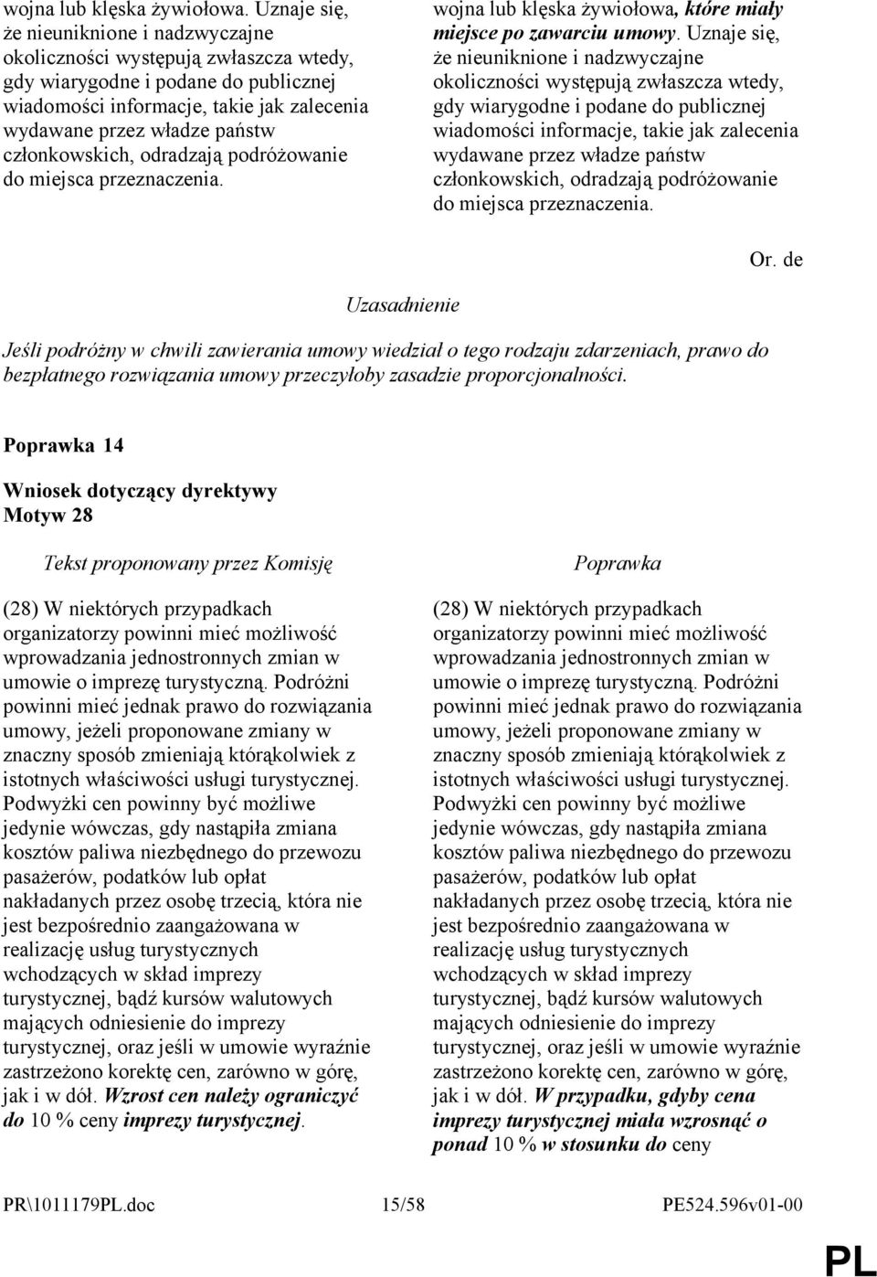 członkowskich, odradzają podróżowanie do miejsca przeznaczenia. wojna lub klęska żywiołowa, które miały miejsce po zawarciu umowy.  członkowskich, odradzają podróżowanie do miejsca przeznaczenia.