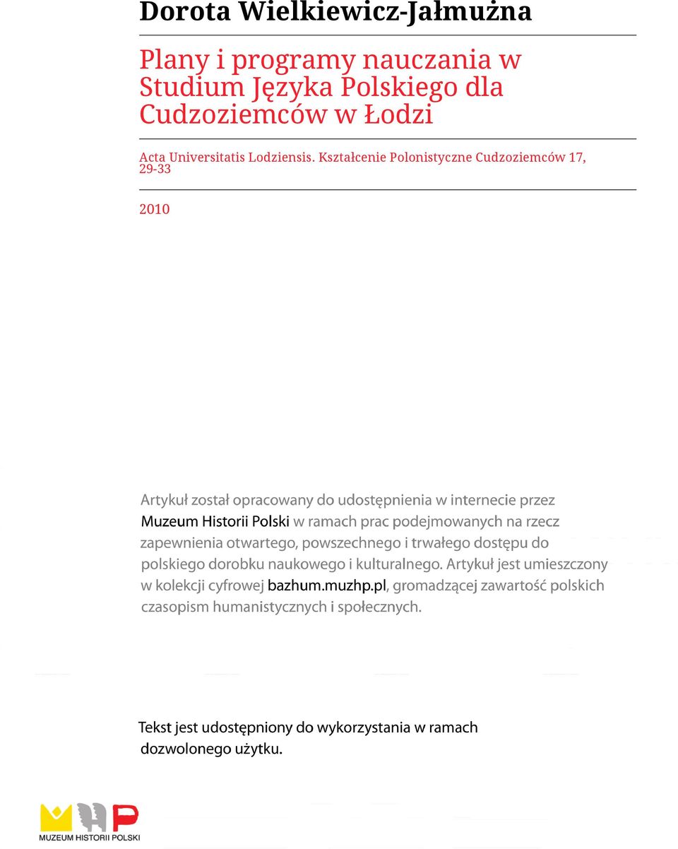 Cudzoziemców w Łodzi Acta Universitatis