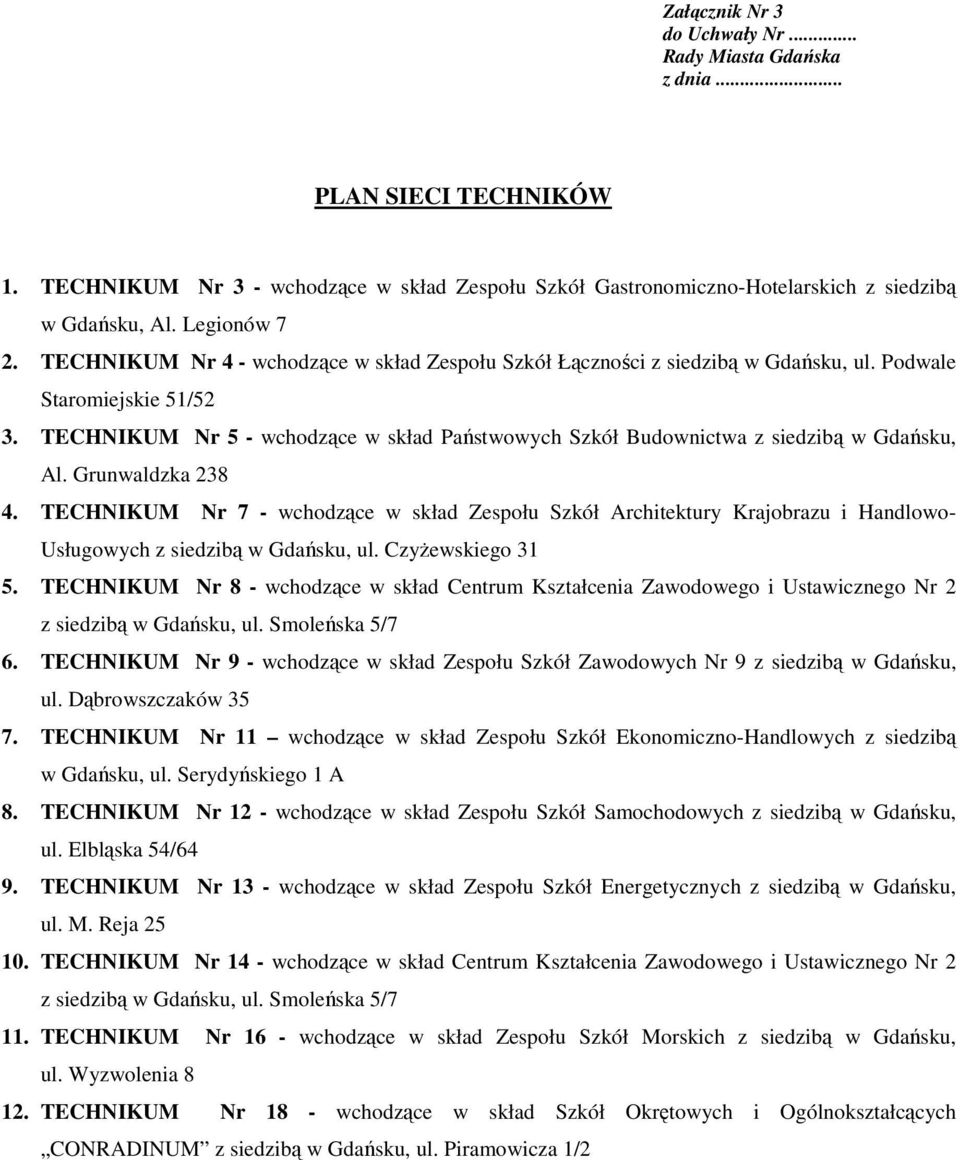 TECHNIKUM Nr 5 - wchodzące w skład Państwowych Szkół Budownictwa z siedzibą w Gdańsku, Al. Grunwaldzka 238 4.