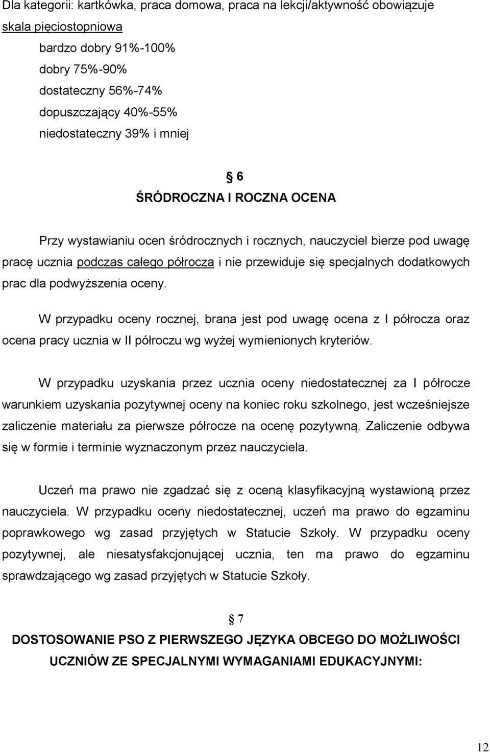 podwyższenia oceny. W przypadku oceny rocznej, brana jest pod uwagę ocena z I półrocza oraz ocena pracy ucznia w II półroczu wg wyżej wymienionych kryteriów.