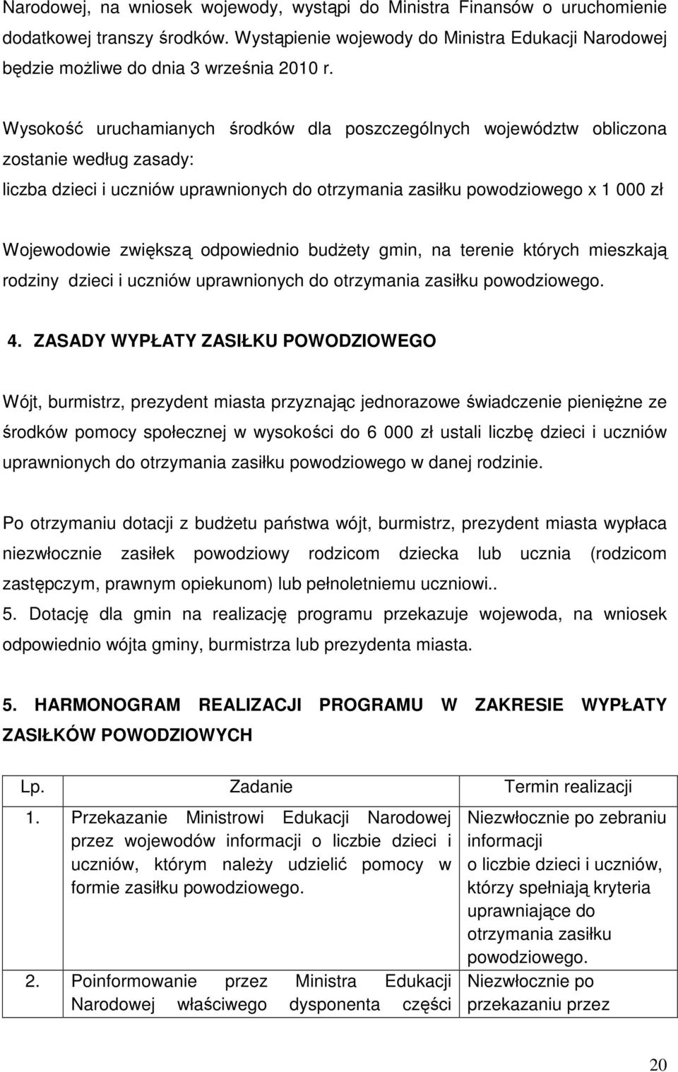 odpowiednio budżety gmin, na terenie których mieszkają rodziny dzieci i uczniów uprawnionych do otrzymania zasiłku powodziowego. 4.