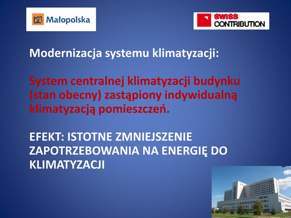 zastąpiony indywidualną klimatyzacją pomieszczeo.