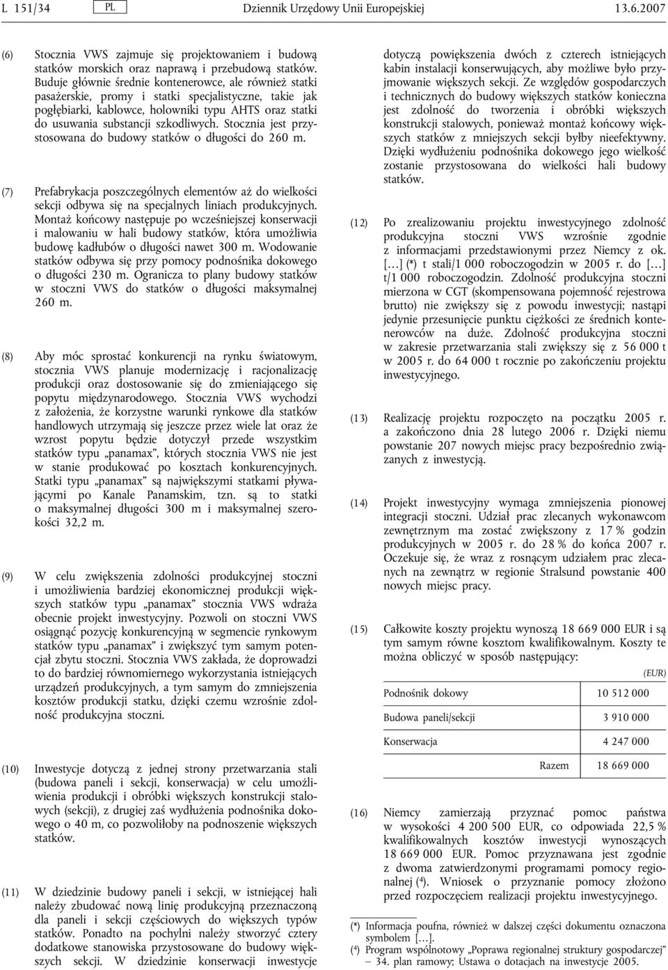szkodliwych. Stocznia jest przystosowana do budowy statków o długości do 260 m. (7) Prefabrykacja poszczególnych elementów aż do wielkości sekcji odbywa się na specjalnych liniach produkcyjnych.