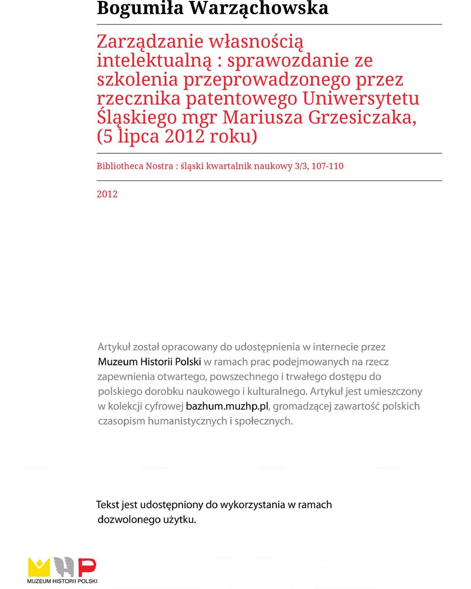 patentowego Uniwersytetu Śląskiego mgr Mariusza Grzesiczaka, (5