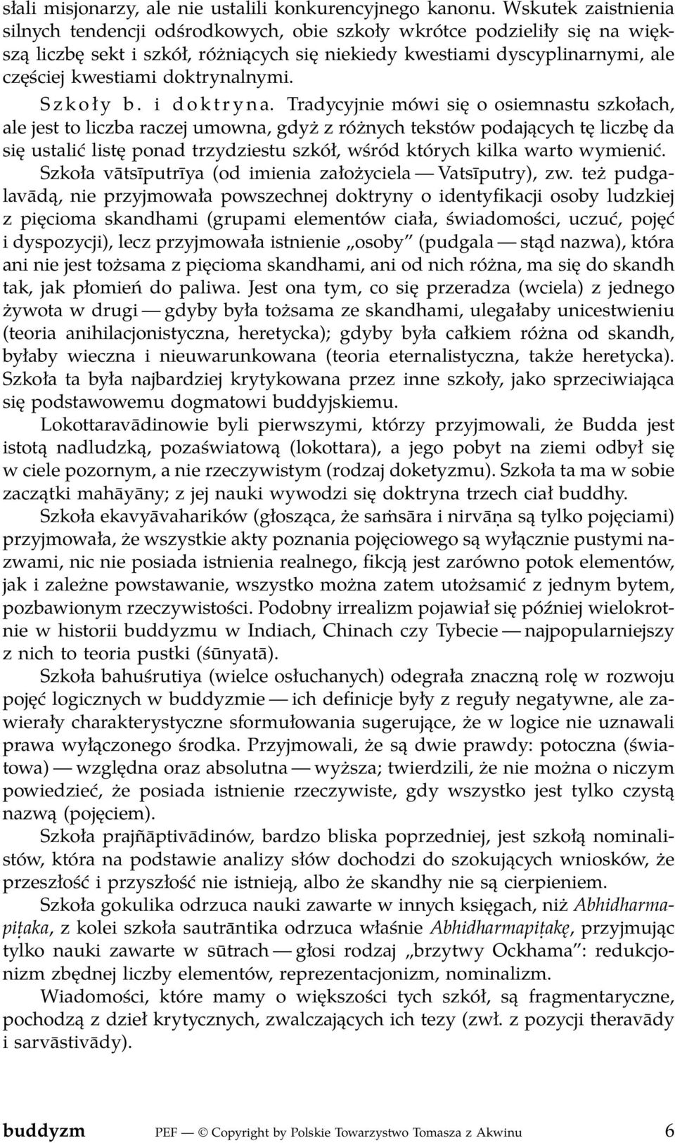 doktrynalnymi. S z k o ł y b. i d o k t r y n a.