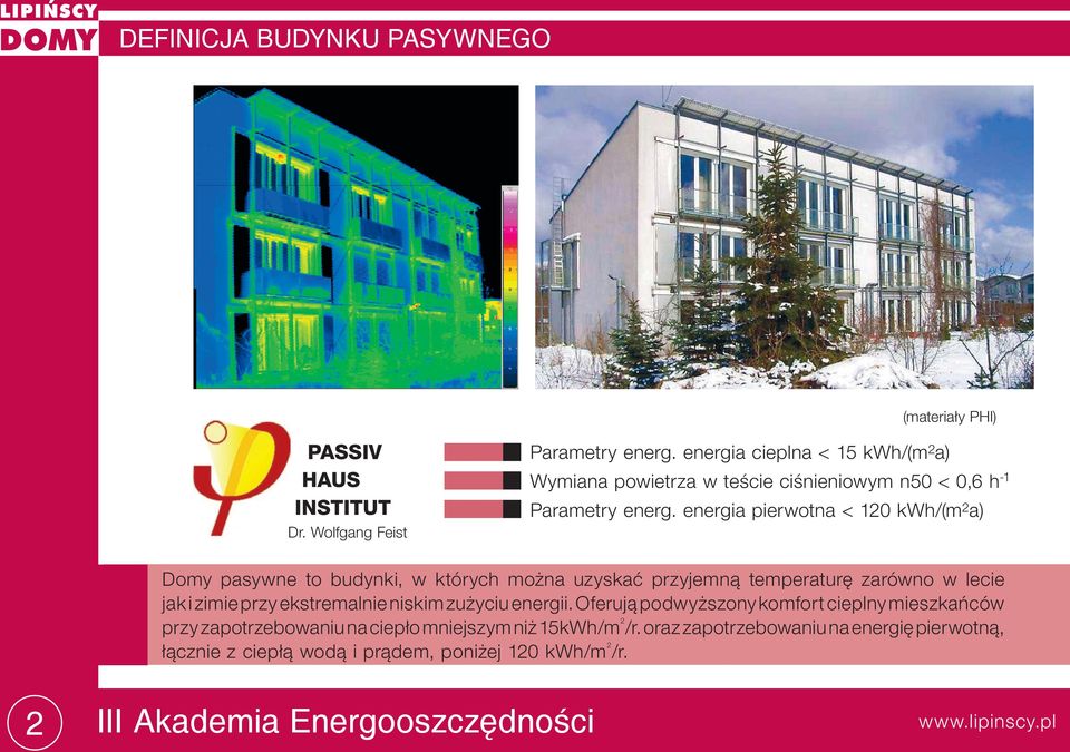 energia pierwotna < 120 kwh/(m 2 a) Domy pasywne to budynki, w których można uzyskać przyjemną temperaturę zarówno w lecie jak i zimie przy ekstremalnie
