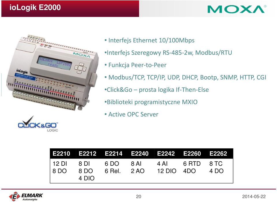 logika If-Then-Else Biblioteki programistyczne MXIO Active OPC Server E2210 E2212 E2214