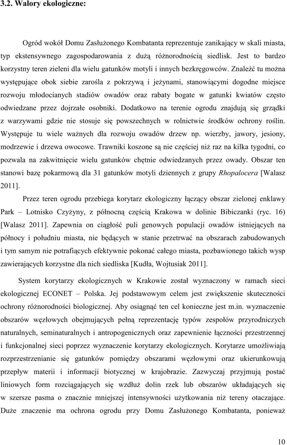 Znaleźć tu można występujące obok siebie zarośla z pokrzywą i jeżynami, stanowiącymi dogodne miejsce rozwoju młodocianych stadiów owadów oraz rabaty bogate w gatunki kwiatów często odwiedzane przez