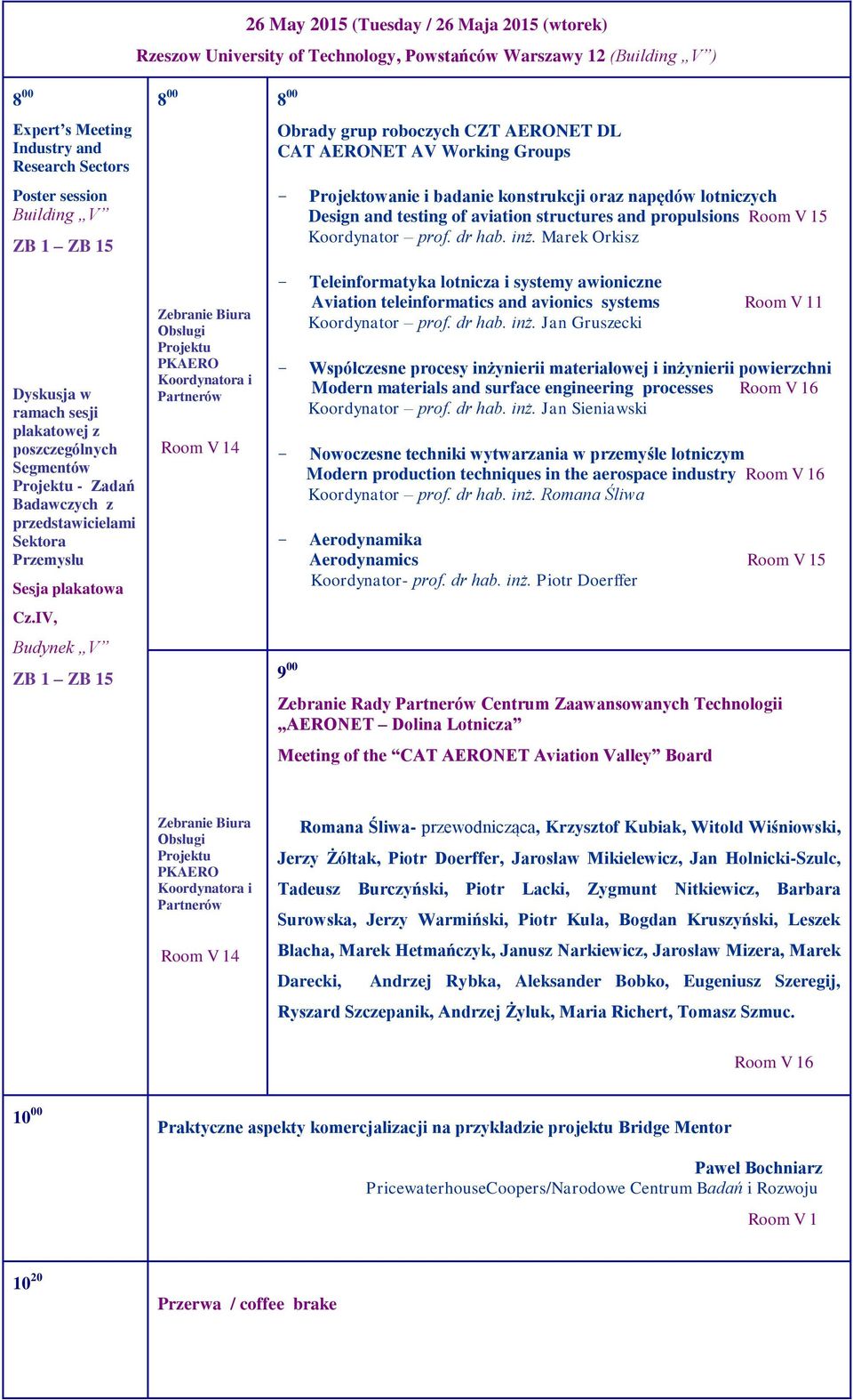 propulsions Room V 15 Koordynator prof. dr hab. inż.