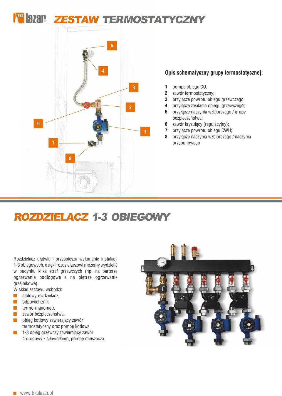 OBIEGOWY Rozdzielacz ułatwia i przyśpiesza wykonanie instalacji 1-3 obiegowych, dzięki rozdzielaczowi możemy wydzielić w budynku kilka stref grzewczych (np.