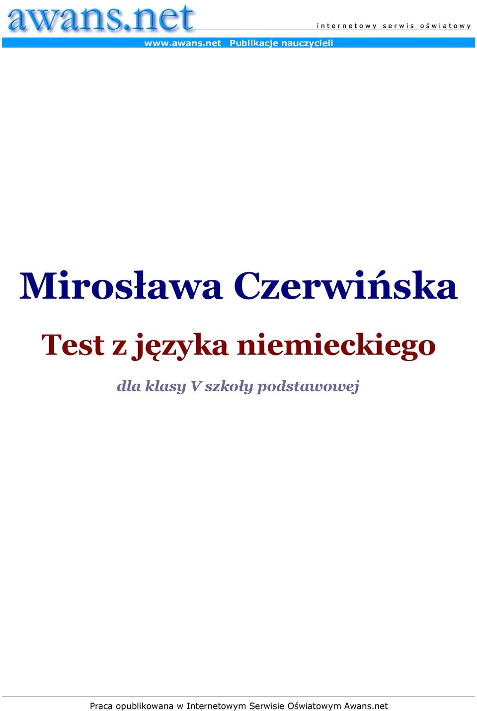 Czerwińska Test z języka niemieckiego dla