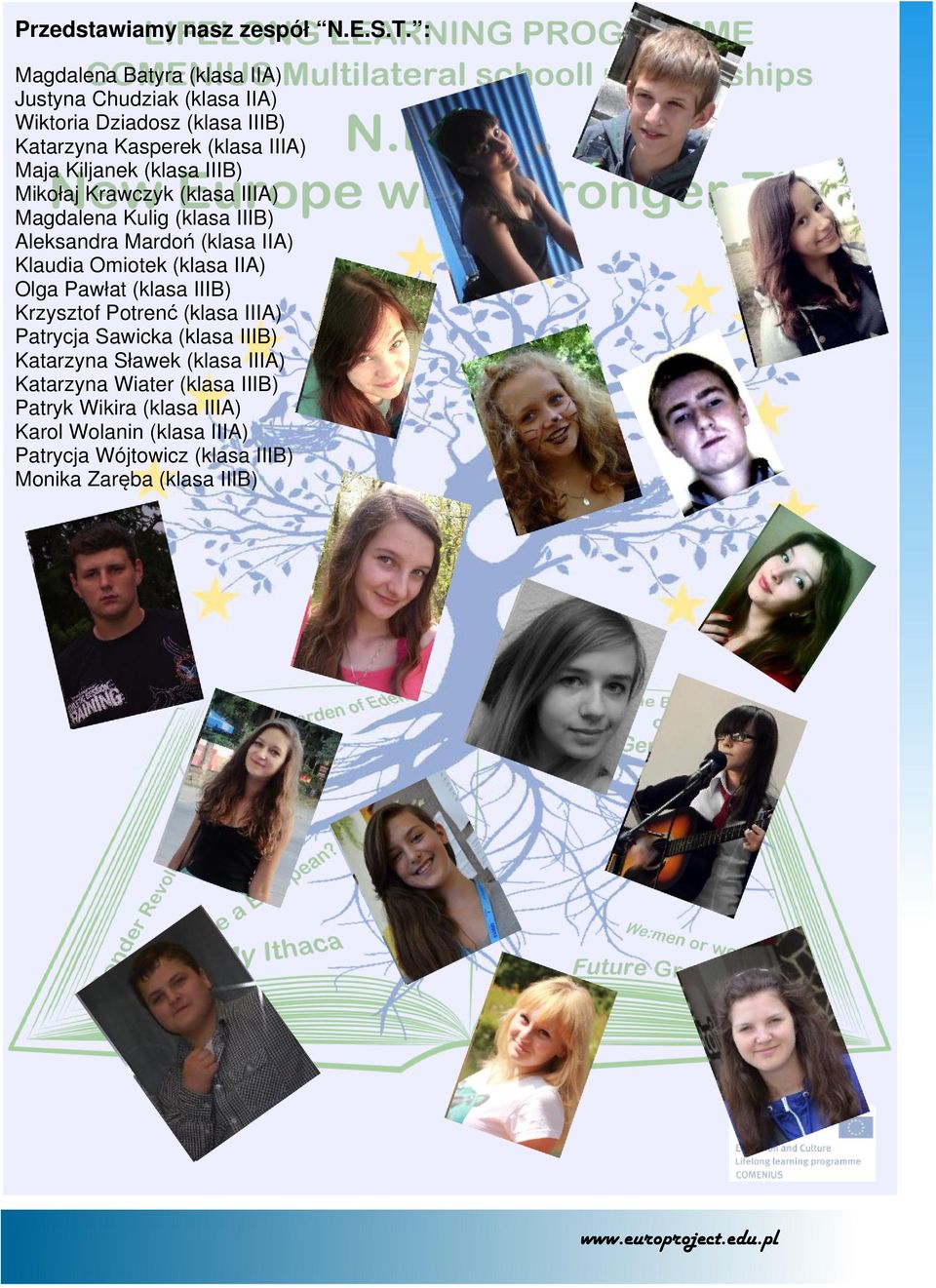 IIIB) Mikołaj Krawczyk (klasa IIIA) Magdalena Kulig (klasa IIIB) Aleksandra Mardoń (klasa IIA) Klaudia Omiotek (klasa IIA) Olga Pawłat (klasa