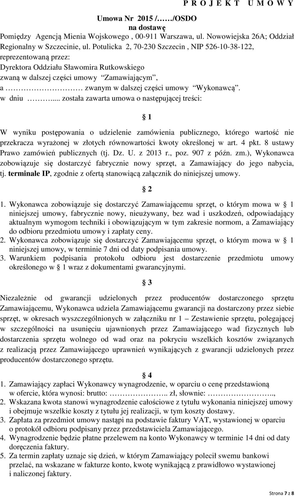 w dniu.