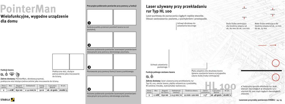 Uchwyt obrotowy do ustawiania bocznego Duża śruba centrująca dla średnicy otworu od ok. 80 mm do ok. 120 mm Mała śruba centrująca dla średnicy otworu od ok. 22 mm do ok.