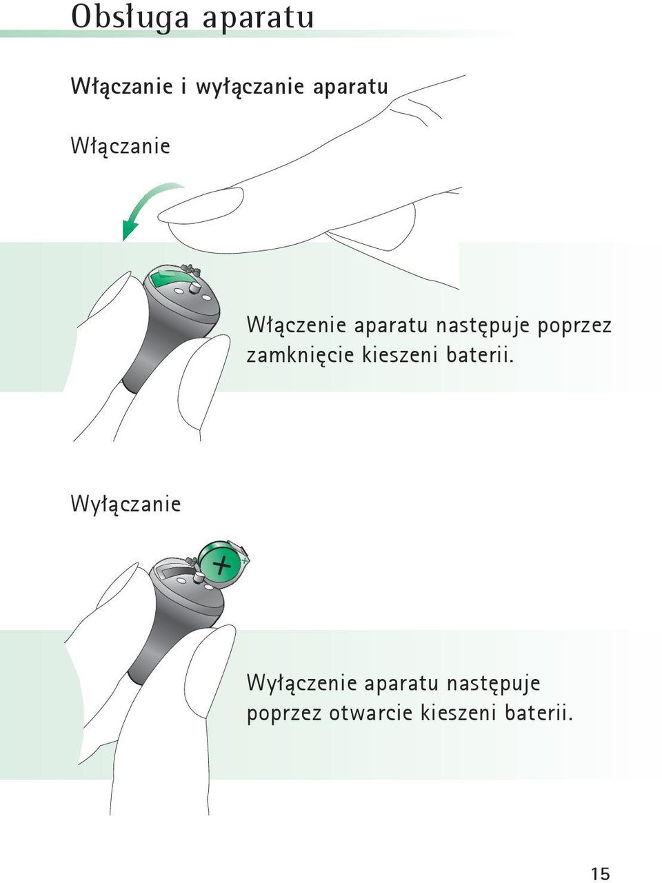 zamknięcie kieszeni baterii.