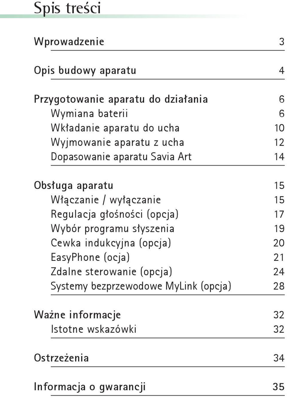 głośności (opcja) 17 Wybór programu słyszenia 19 Cewka indukcyjna (opcja) 20 EasyPhone (ocja) 21 Zdalne sterowanie (opcja)