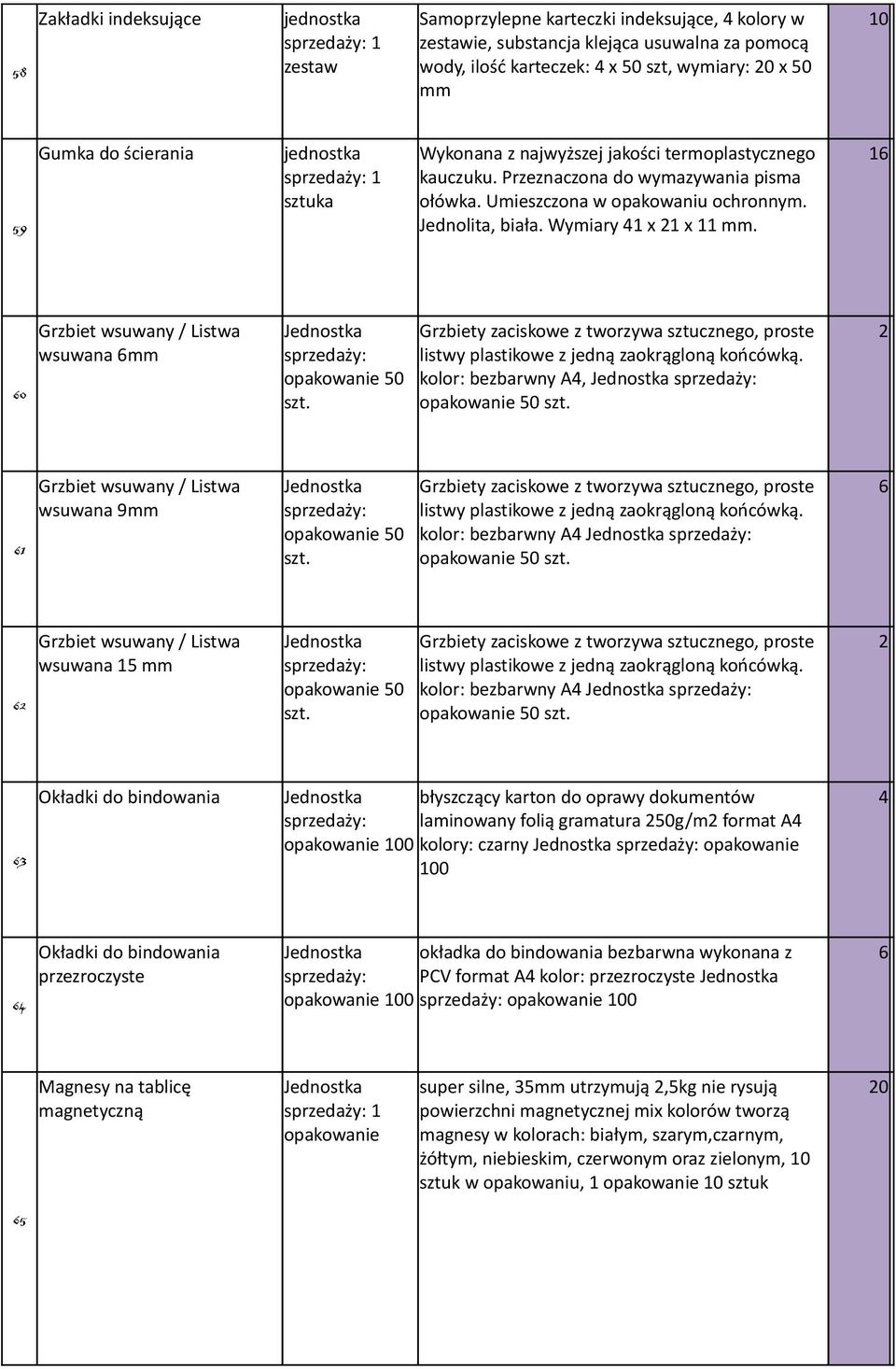 16 60 Grzbiet wsuwany / Listwa wsuwana 6mm 50 szt. Grzbiety zaciskowe z tworzywa sztucznego, proste listwy plastikowe z jedną zaokrągloną końcówką. kolor: bezbarwny A4, 50 szt.