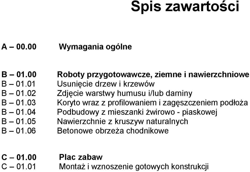 darniny Koryto wraz z profilowaniem i zagęszczeniem podłoża Podbudowy z mieszanki żwirowo - piaskowej