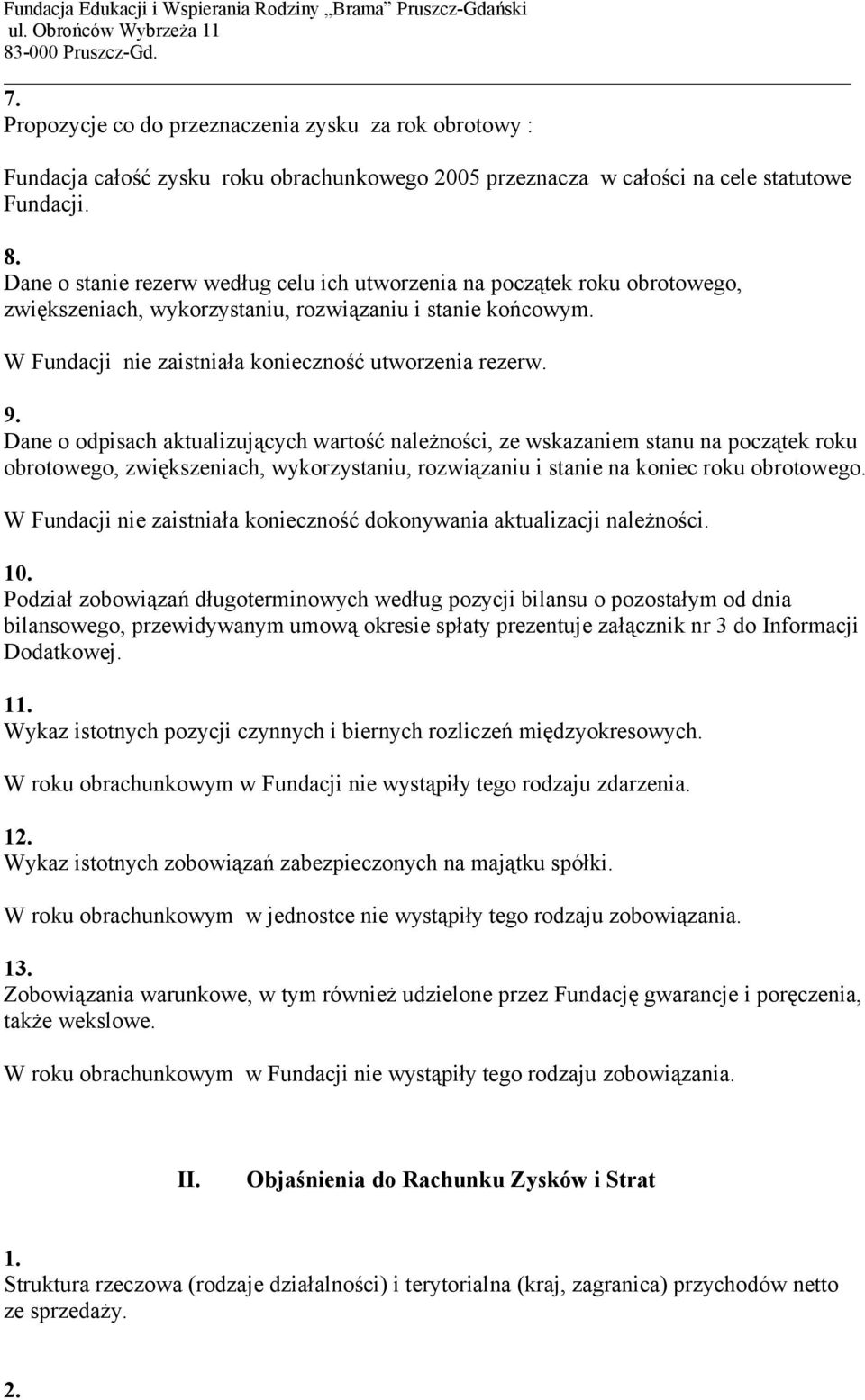 Dane o odpisach aktualizujących wartość należności, ze wskazaniem stanu na początek roku obrotowego, zwiększeniach, wykorzystaniu, rozwiązaniu i stanie na koniec roku obrotowego.